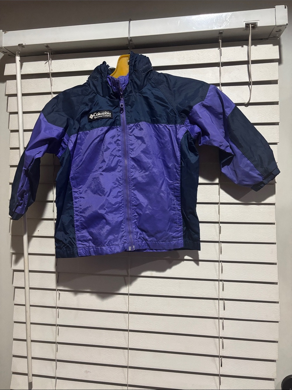 Columbia Purple and Navy Kids Hooded Windbreaker